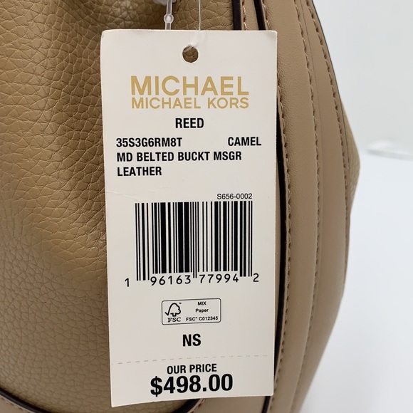 MICHAEL KORS REED MEDIUM BELTED BACKED MESSENGER CROSSBODY CAMEL COLOR - Picture 4 of 12